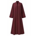 Women Vintage Solid Color Loose Casual Cardigan Abaya聽Kaftan Long Sleeve Robe