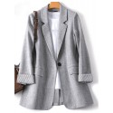 Stripe Panel Long Sleeve Button Front Lapel Blazer