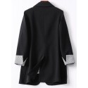 Stripe Panel Long Sleeve Button Front Lapel Blazer