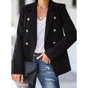 Double Breasted Long Sleeve Lapel Solid Blazer