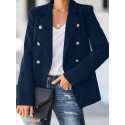 Double Breasted Long Sleeve Lapel Solid Blazer