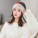 Women Letter Pattern Wild Beanie Hat Soft Adjustable Autumn Winter Warm Knitted Hat