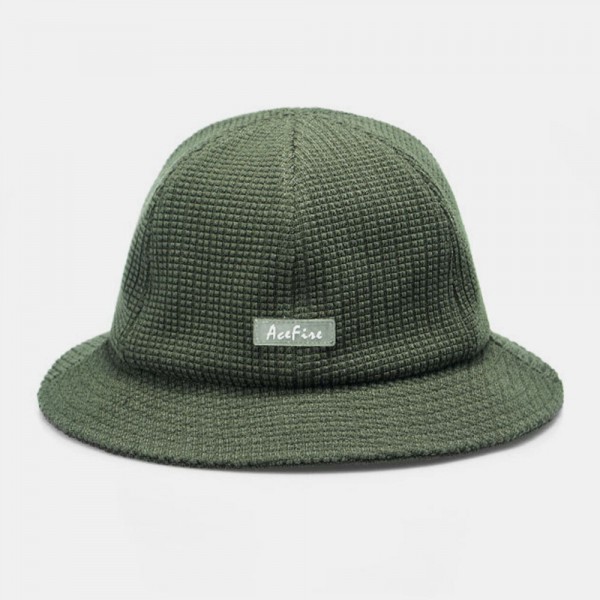 Men Solid Color Letter Patch Retro Street Sunshade Bucket Hat